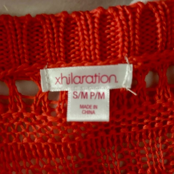 Xhiliration Orange Crochet Cardigan Size S/MP/M - Picture 3 of 6